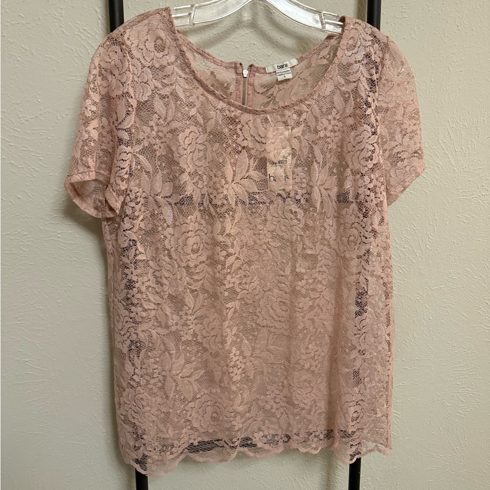 NWT bar III Romantic Fairy Lace Top Blush Pink Size Large